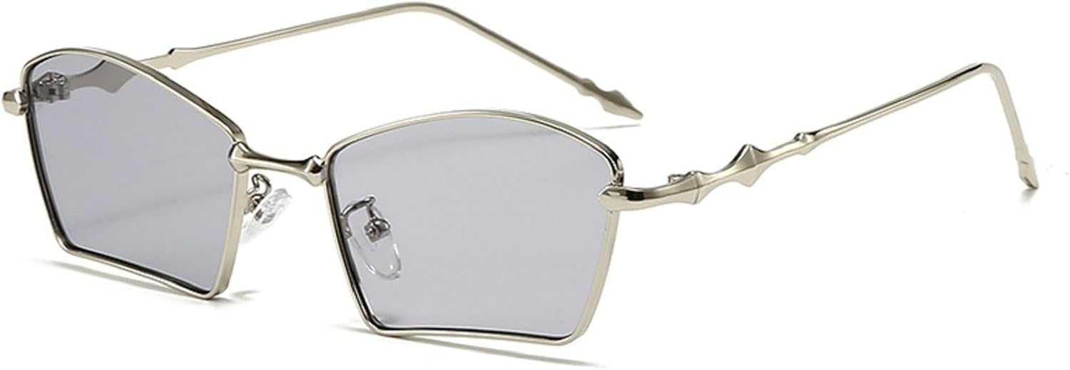 

Маленькие прямоугольные солнцезащитные очки для женщин и мужчин, 2024 год, роскошные винтажные геометрические солнцезащитные очки для женщин, нестандартная форма, защита от ультрафиолета UV400 N45 mincl, Silver