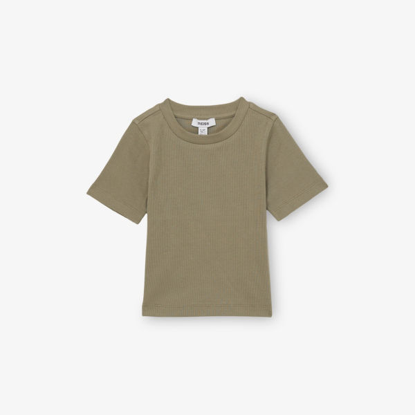 

Футболка с круглым вырезом и короткими рукавами Victoria из ребристой хлопковой ткани, возраст 4-9 лет Reiss, хаки