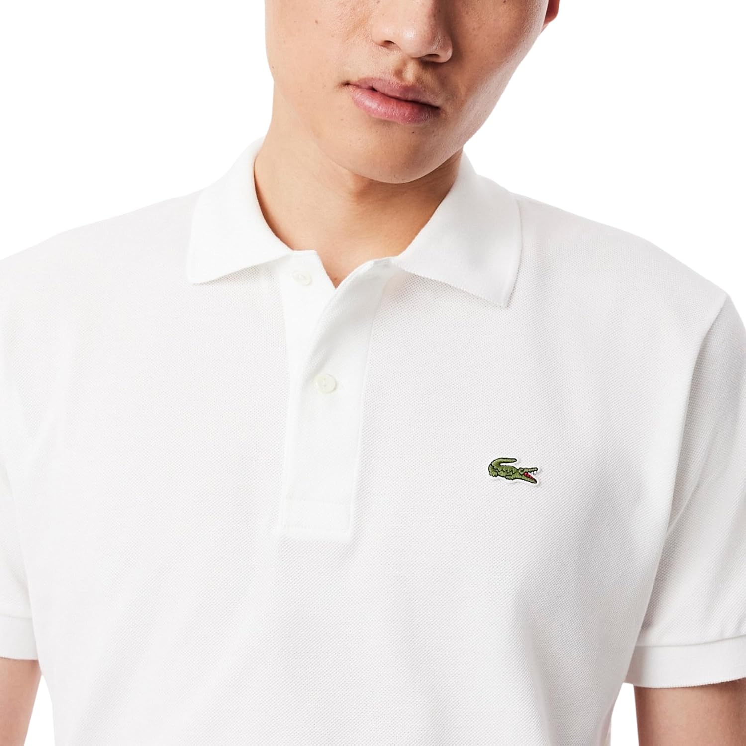 Футболка-поло Lacoste L.12.12 Original pique мужская, классическая, белый — фото 2