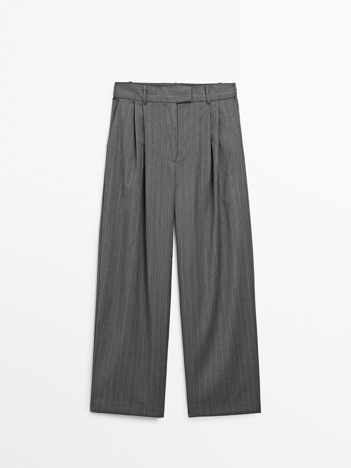 

Прямые брюки в тонкую полоску Massimo Dutti, серый