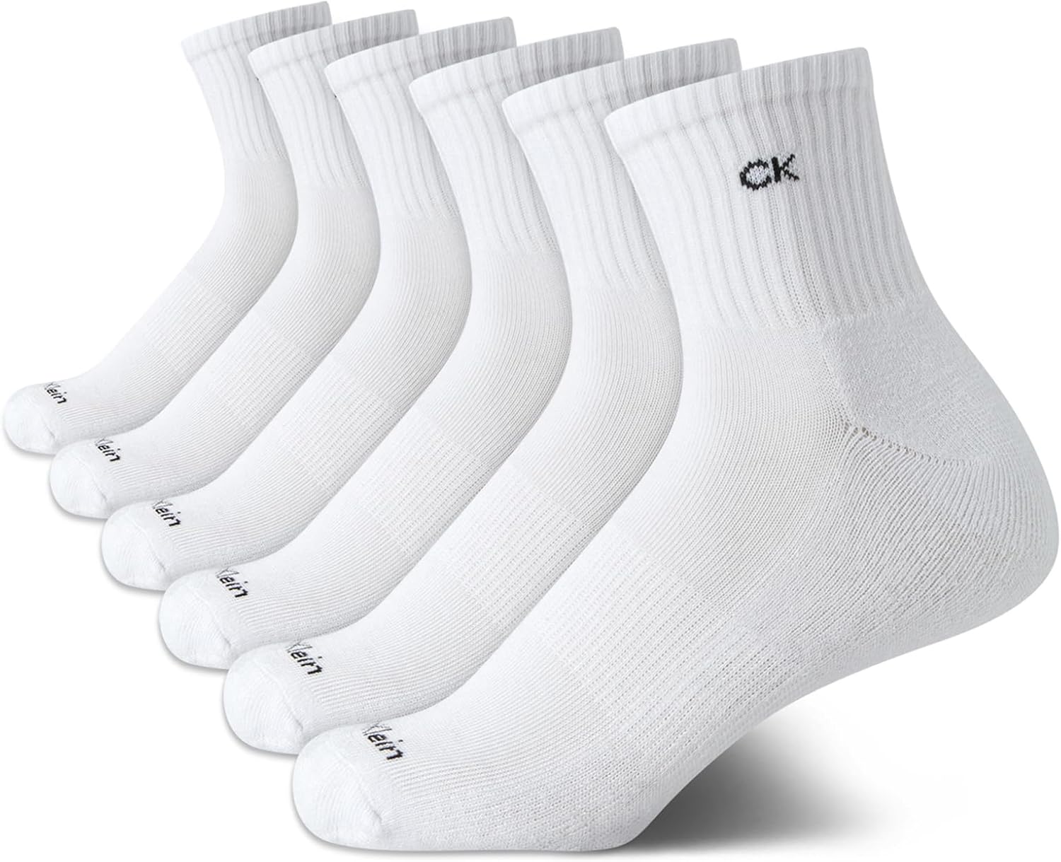 

Женские носки Calvin Klein High Quarter - 6 пар махровых дышащих спортивных носков с мягкой подкладкой для женщин (размер обуви: 4-10), White