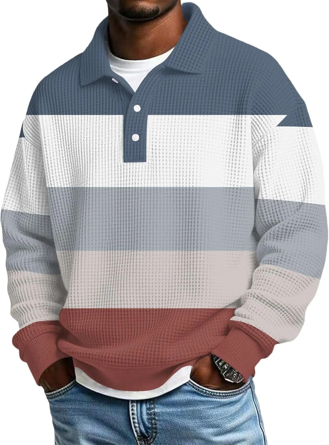 

Мужская футболка-поло с длинным рукавом в полоску