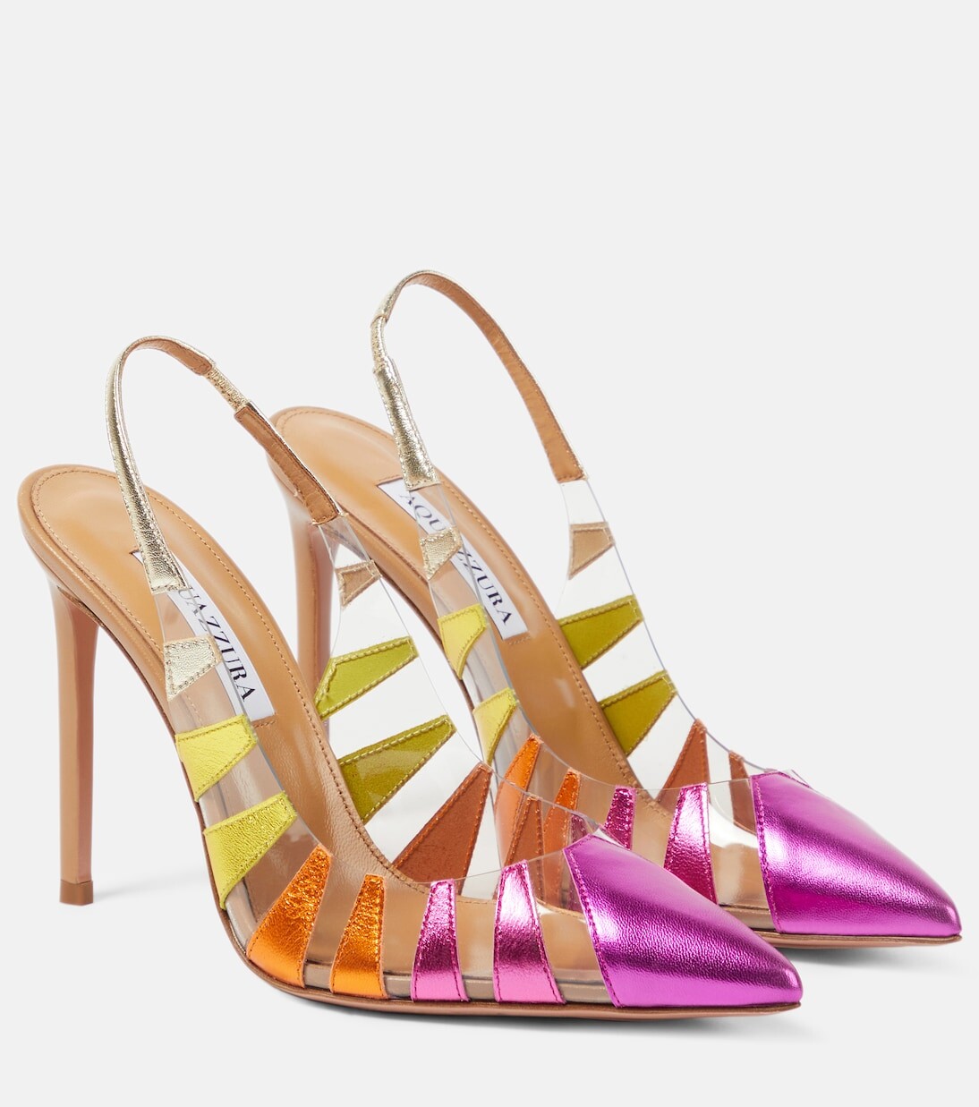 Туфли hot rumor 105 с пяткой на пятке Aquazzura, мультиколор