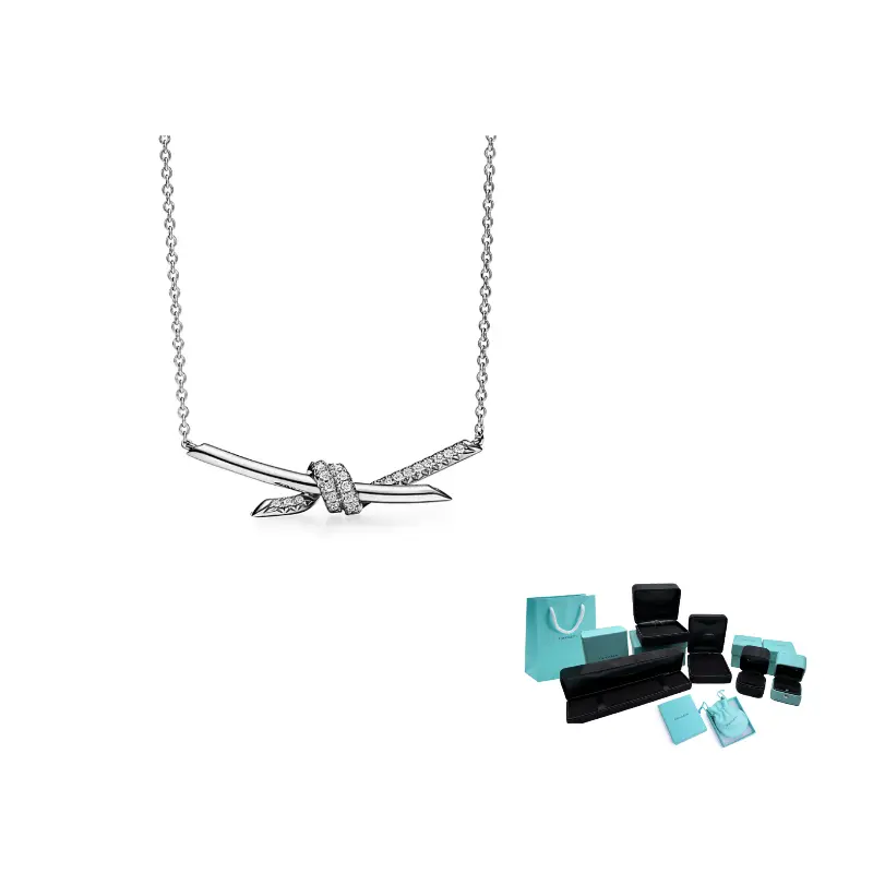 

TIFFANY & CO. Коллекция Knot 18K белое золото ожерелье женское silver