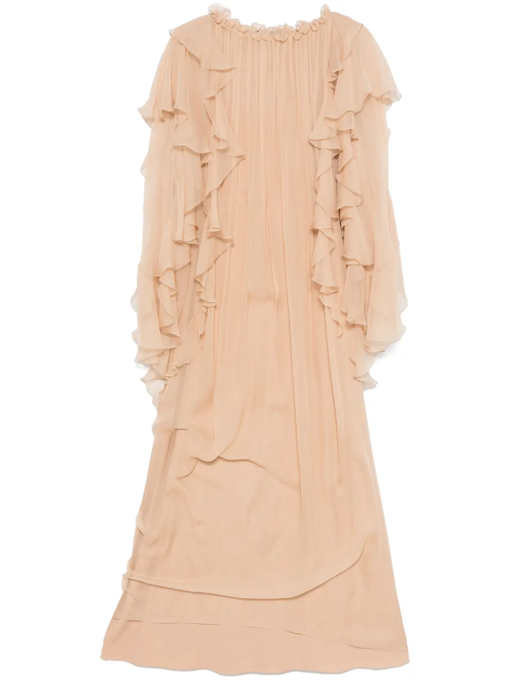 

Платье макси с оборками Alberta Ferretti, нейтральный