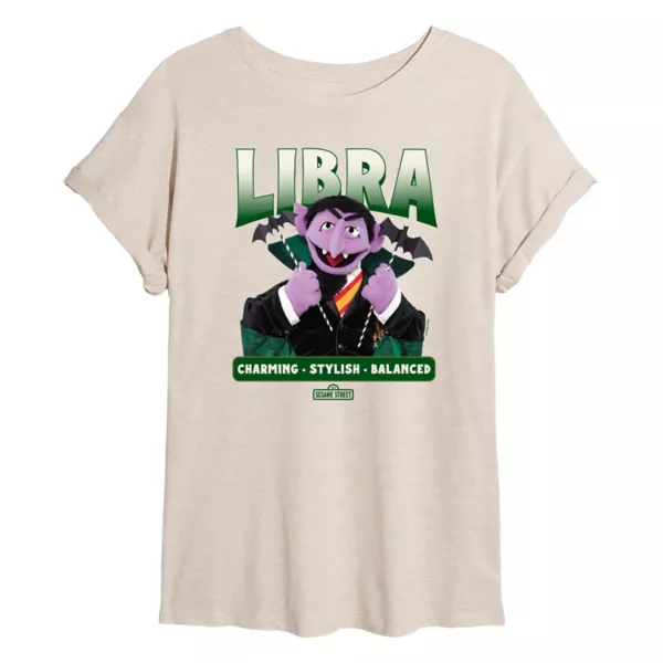 

Футболка Junior's Sesame Street Count von Count Libra oversize Licensed Character, бежевый