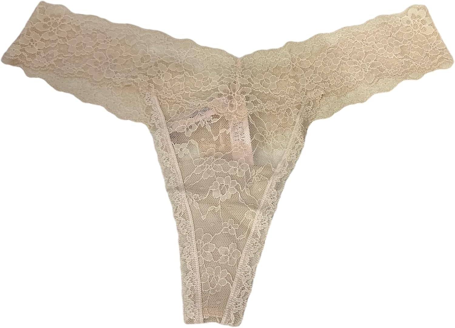 Трусики-стринги Victoria's Secret All Over Lace, цвет Beige/Marzipan — фото 2