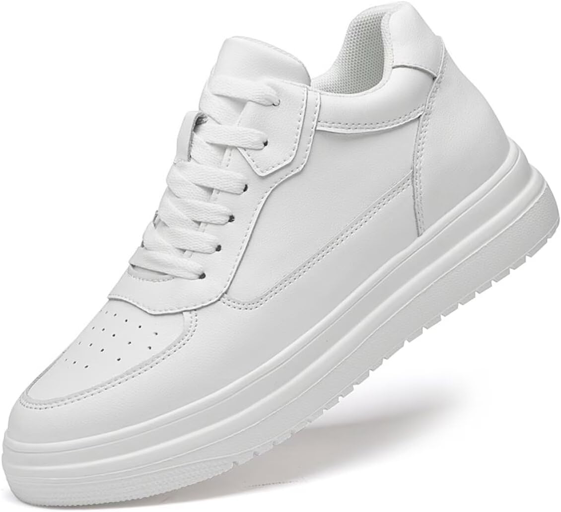 

Мужские невидимые обувь для увеличения роста из кожи, подъемные кроссовки, модные кроссовки для увеличения роста на 2,4'' Diburosy, белый