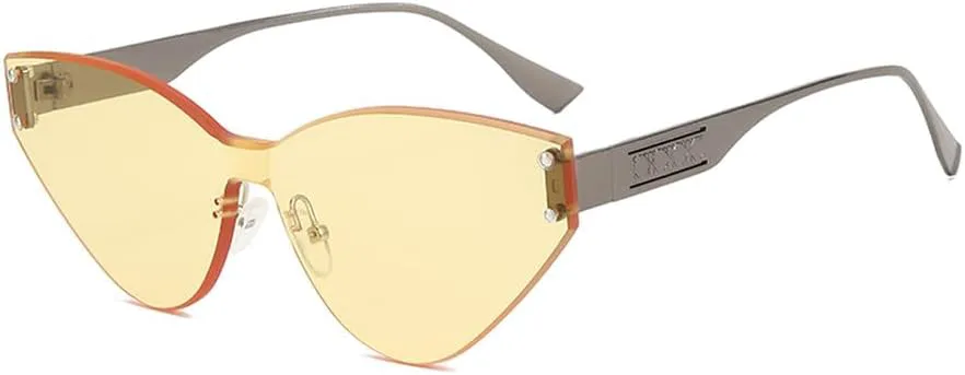 

Безрамочные солнцезащитные очки в форме кошачьего глаза с контрастными цветами, металлической оправой в форме бабочки, для уличной фотографии HYYZZC, Yellow