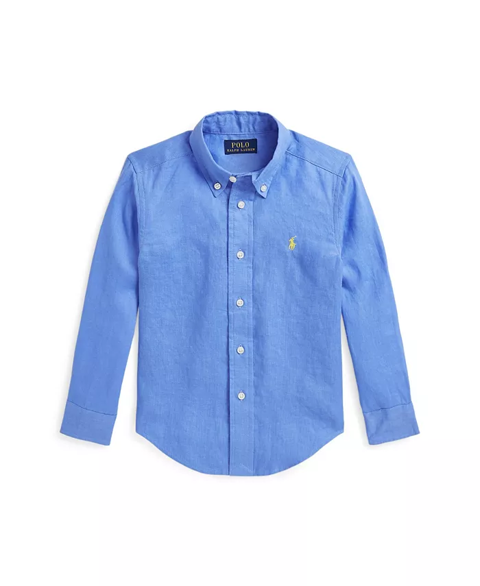 

Льняная рубашка для малышей и маленьких мальчиков Polo Ralph Lauren, синий