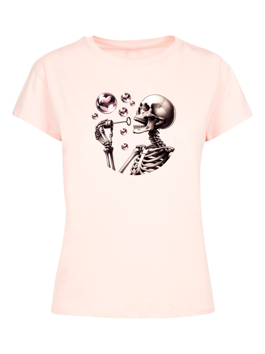 

Футболка F4NT4STIC Cute Goth Skeleton Blowing Heart Shaped Bubbles, Light pink/Dark pink