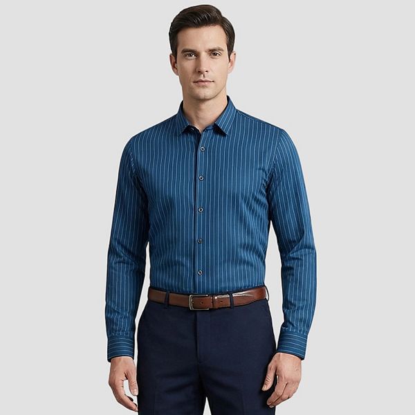 

Мужская рубашка поло Slim Fit с длинным рукавом, стретч, без складок Cloudstyle, Blue