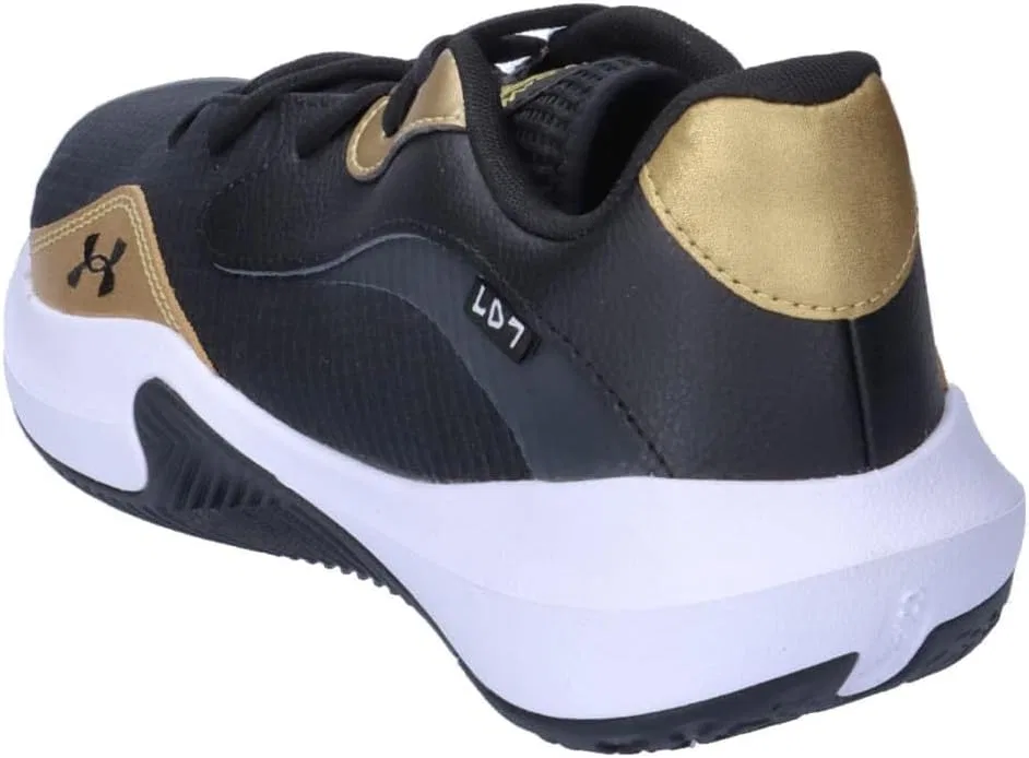 Мужские баскетбольные кроссовки Under Armour UA Lockdown 7 Low, Black Metallic Gold Black — фото 4