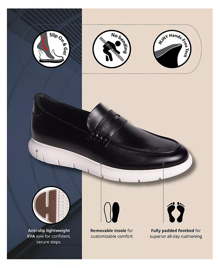 Мужские лоферы Douglas Street с технологией Hands-Free Slip On, облегченные, из кожи, в стиле пенни-лоферов Marc Joseph New York, черный — фото 2