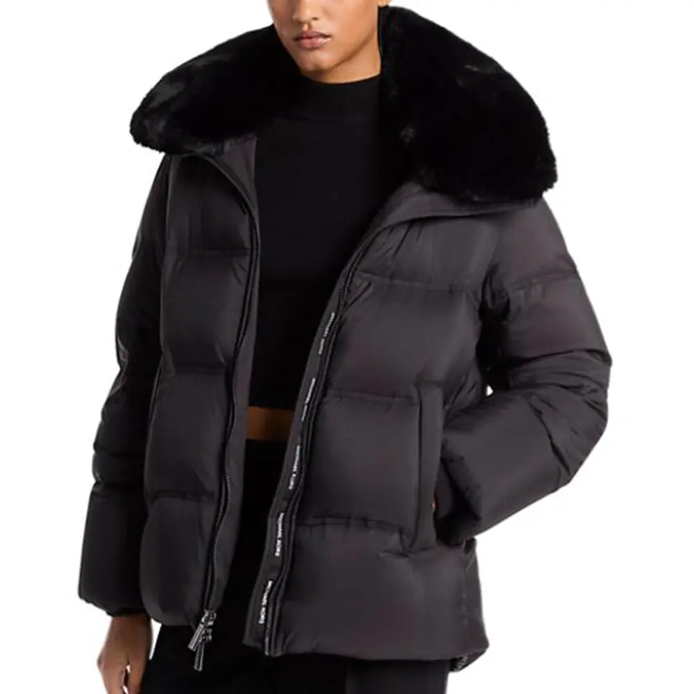 

Куртка-пуховик с стеганым узором и воротником из искусственного меха MICHAEL KORS, черный