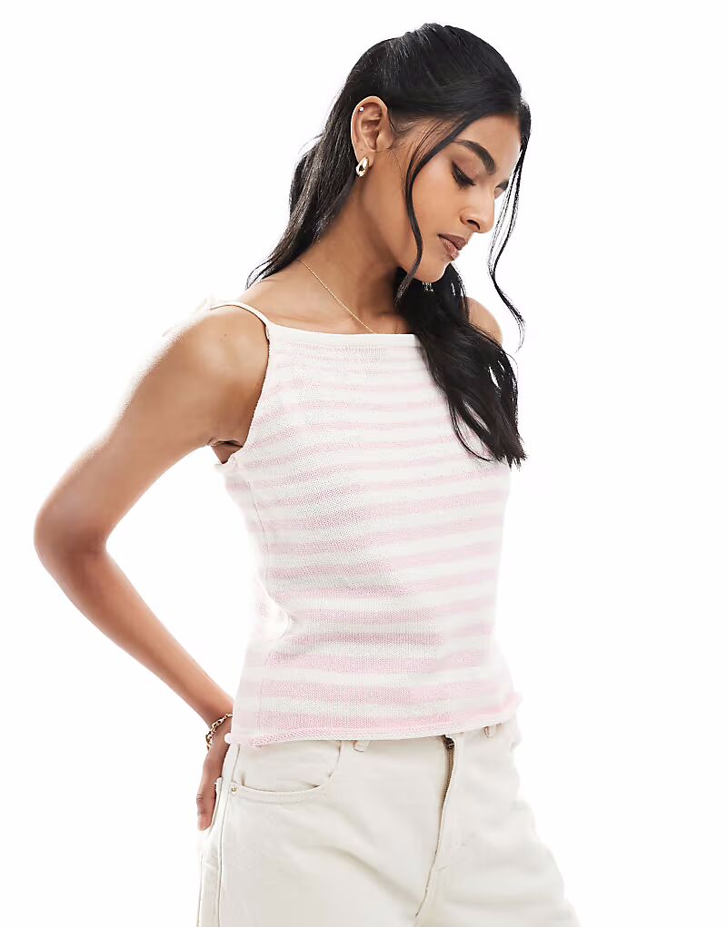 

Трикотажная майка ASOS DESIGN в розовую полоску