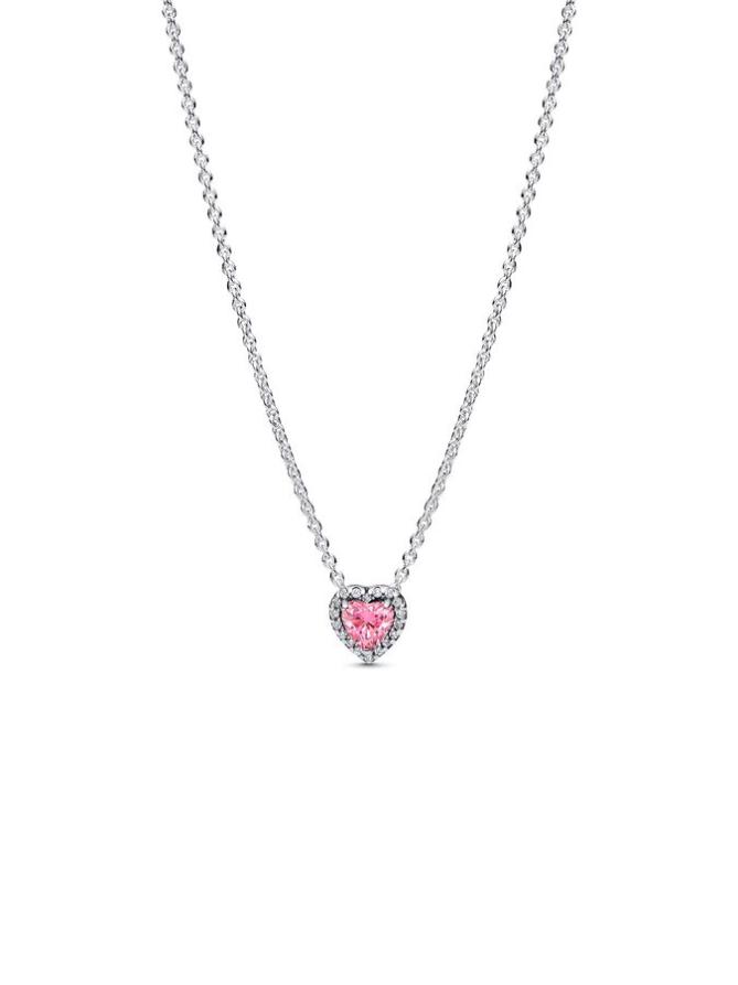 

Ожерелье Pandora Pink Elevated Heart Necklace, стерлинговое серебро