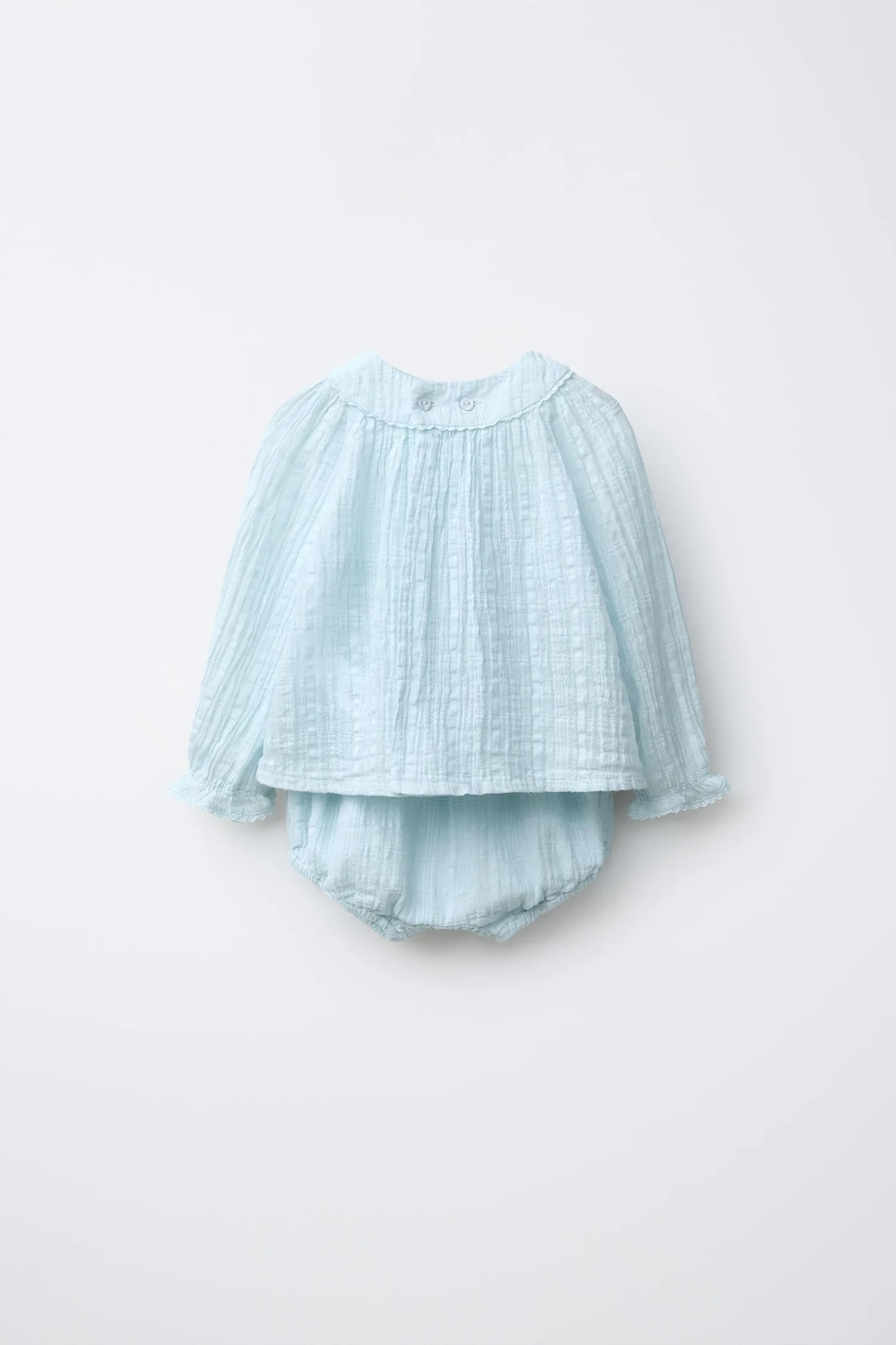 Комплект из фактурной блузки и брюк Zara, пастельно-голубой — фото 2