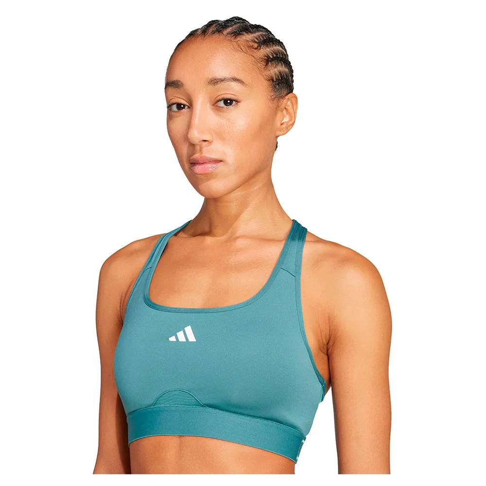 Спортивный бюстгальтер adidas Powerreact Training Medium Impact Sports Bra, синий — фото 4