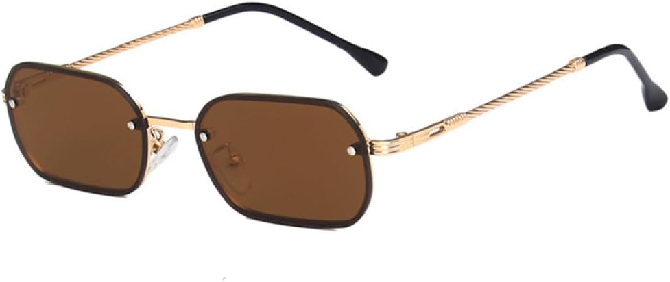 

2027 Модные маленькие прямоугольные солнцезащитные очки в металлической оправе для женщин, винтажные квадратные солнцезащитные очки с защитой от УФ-излучения UV400 MTZJH, 3