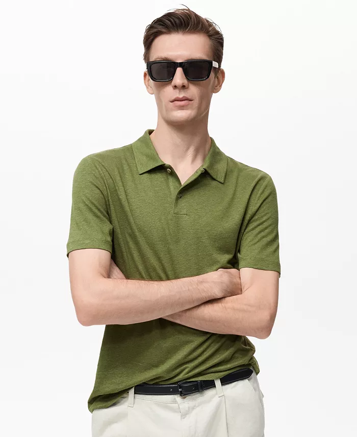 

Мужская поло Slim-Fit MANGO, зеленый