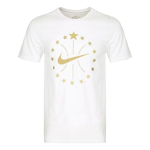 

Футболка Nike Gold Logo Casual Sport Fast-Dry Basketball Short Sleeve Men's White, белый