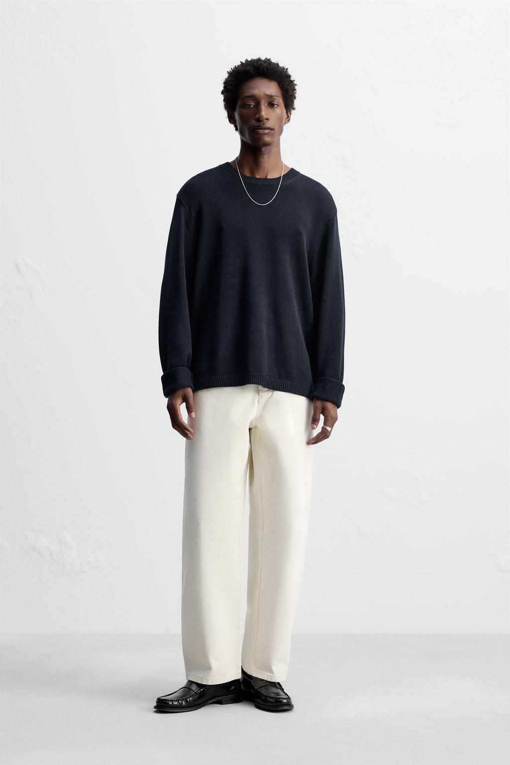 

Шелковый / льняной свитер ZARA, цвет Dark navy