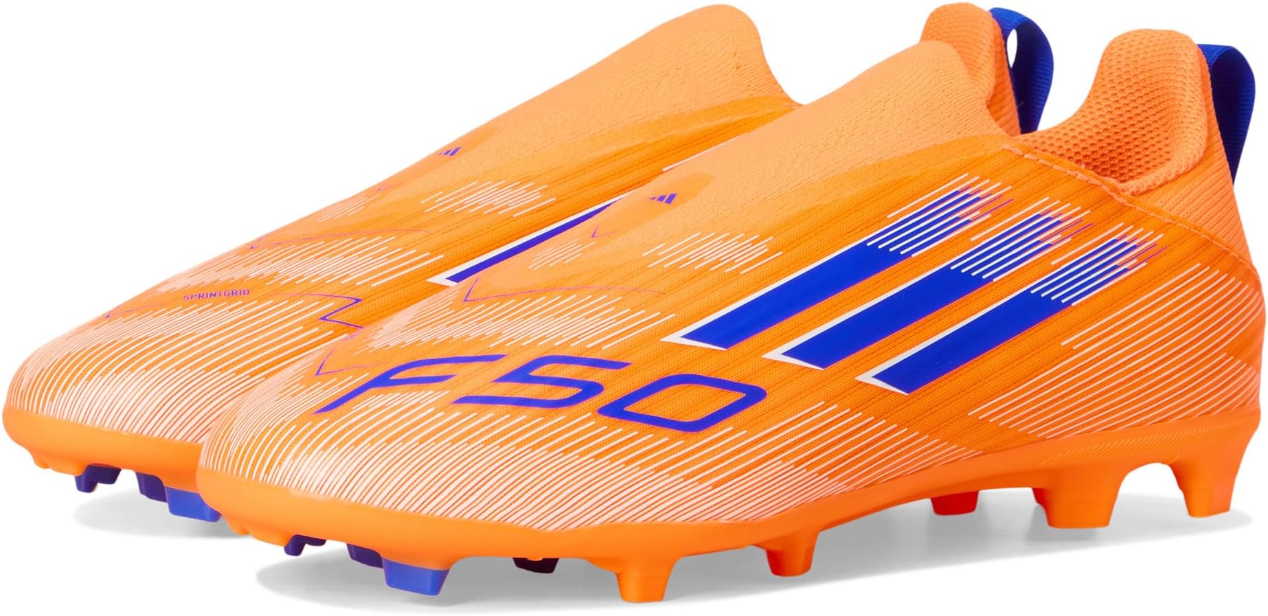 

Кроссовки adidas Kids F50 League Laceless Firm Ground Cleats, Beam Orange/Lucid Blue/White