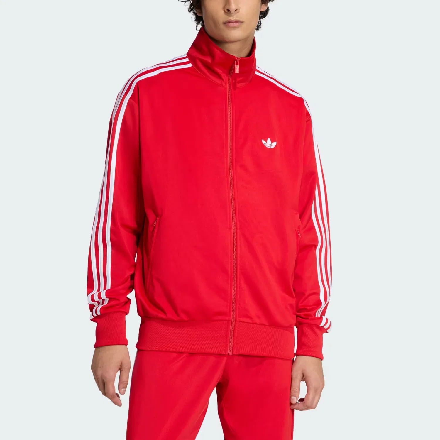 Худи на молнии с вышитым логотипом Adidas Originals, Lustrous Scarlet — фото 3