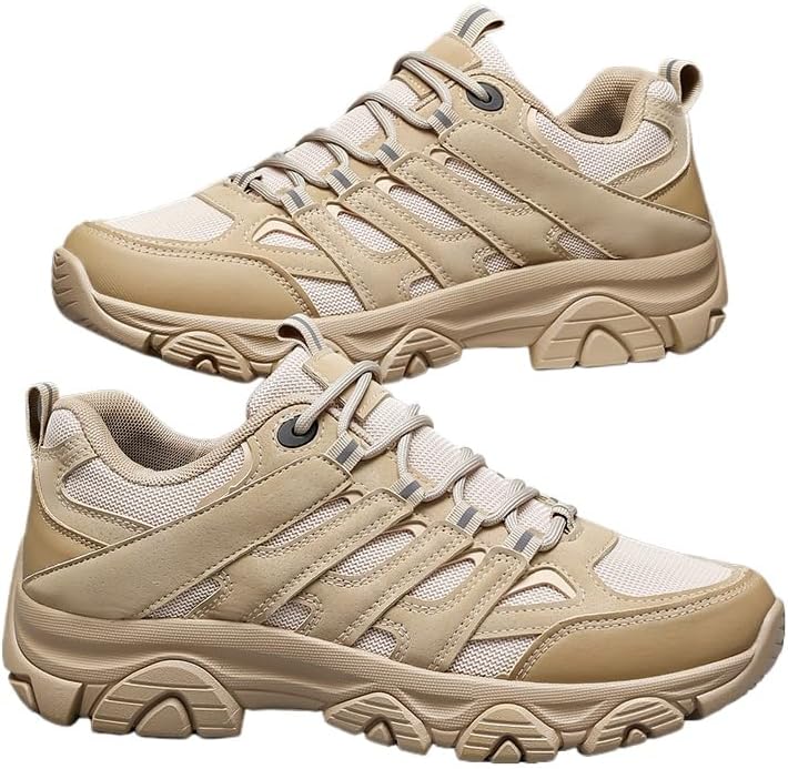 

Мужские кроссовки из сетки, дышащие, нескользящие, повседневные для весны/лета, прочные для походов и прогулок на открытом воздухе, стильные спортивные туфли для комфорта в течение всего дня Qacksv, бежевый