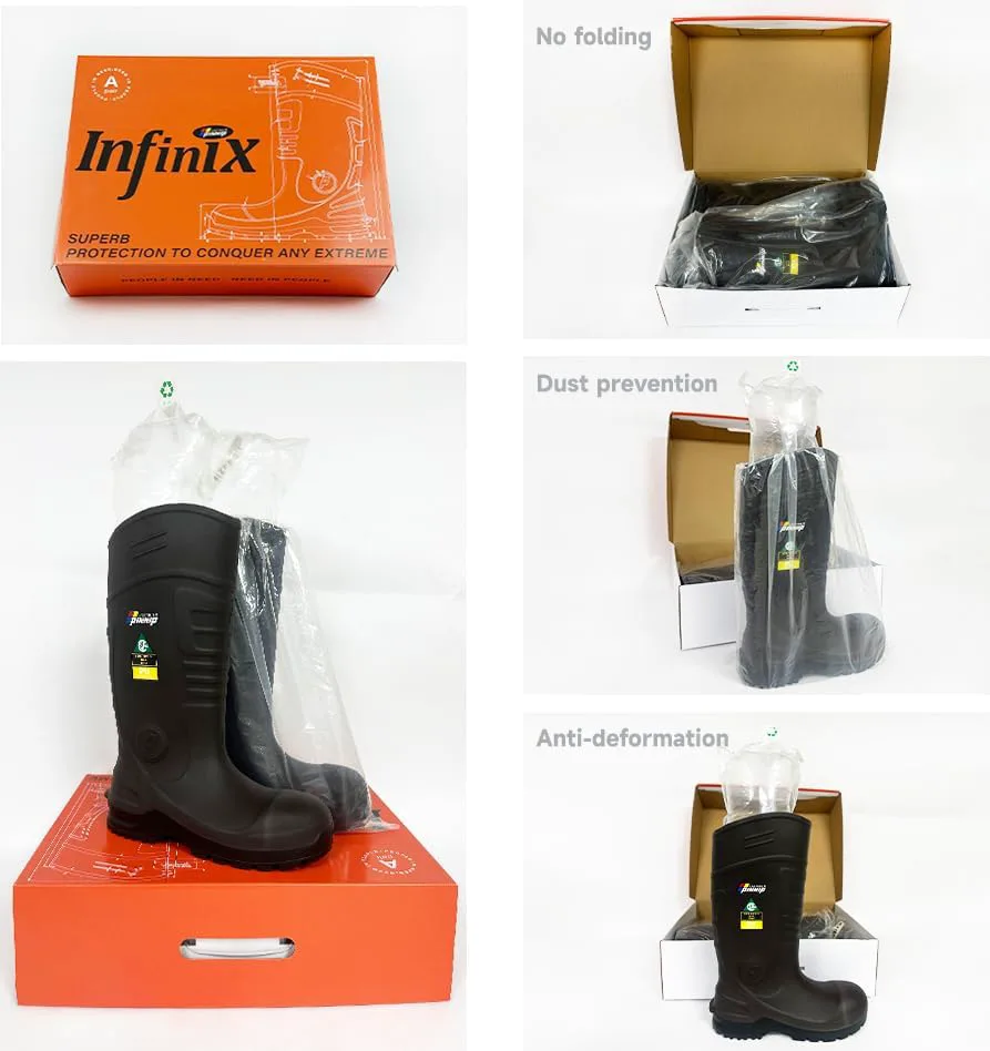 

Мужские рабочие сапоги с ПУ-покрытием, стальным носком и стелькой - водонепроницаемые, противоскользящие, грязе- и дождестойкие, охотничьи сапоги, соответствующие стандарту ASTM F2413-24, устойчивые к кислотам и маслам LASTING PINNIP, коричневый