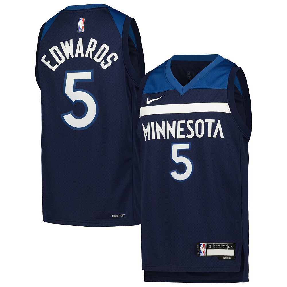 

Молодежная футболка Nike Anthony Edwards Navy Minnesota Timberwolves Swingman — Icon Edition, цвет Mtw Navy