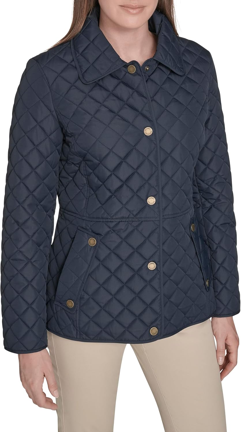 

Женская стеганая куртка Tommy Hilfiger на молнии с длинным рукавом, Navy