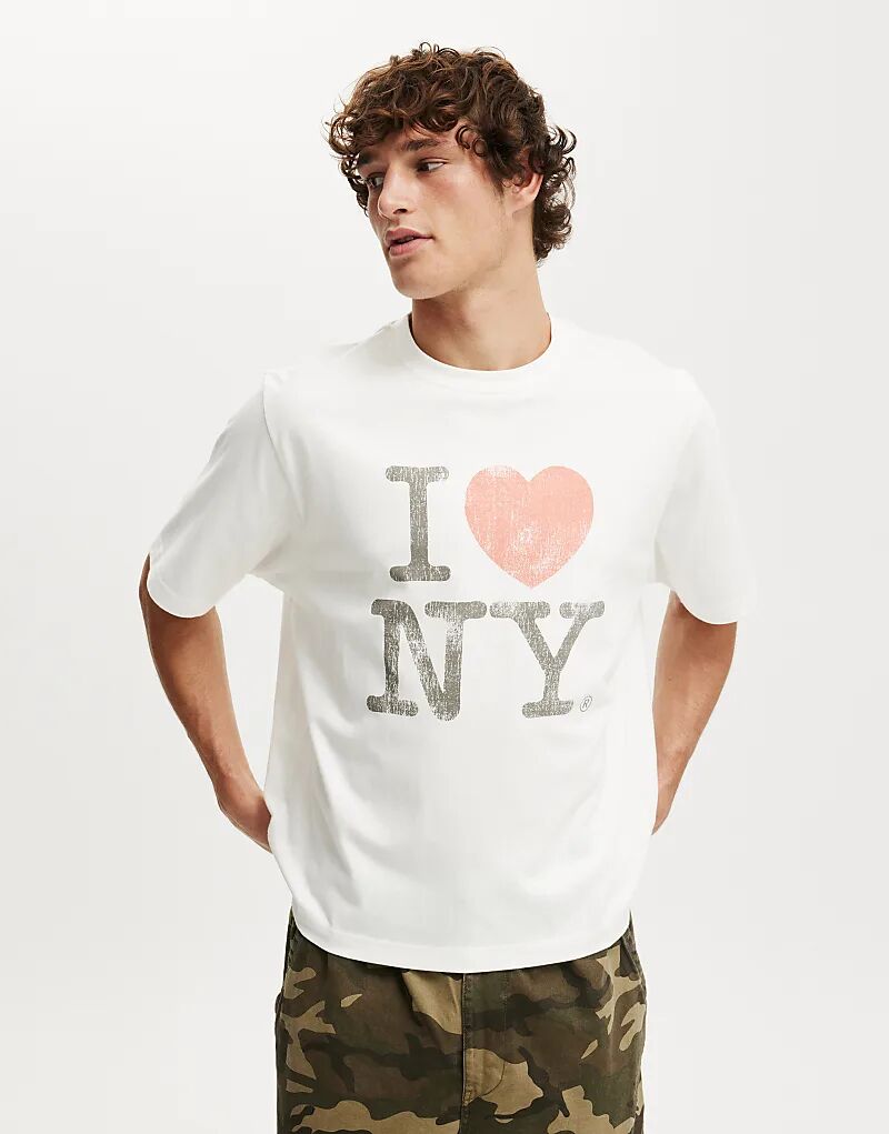 

Футболка Cotton On Crop Fit New York License белого цвета Cotton On