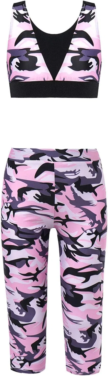 Детский спортивный комплект из топа и леггинсов iiniim, Camouflage Pink