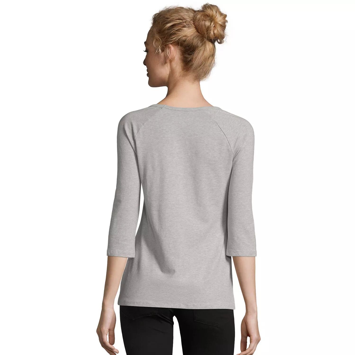 

Женская футболка реглан Hanes с рукавом три четверти Hanes