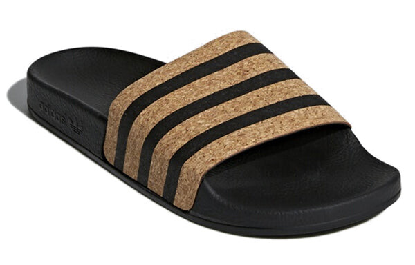 Тапочки adilette 'black cork' Adidas, черный — фото 3