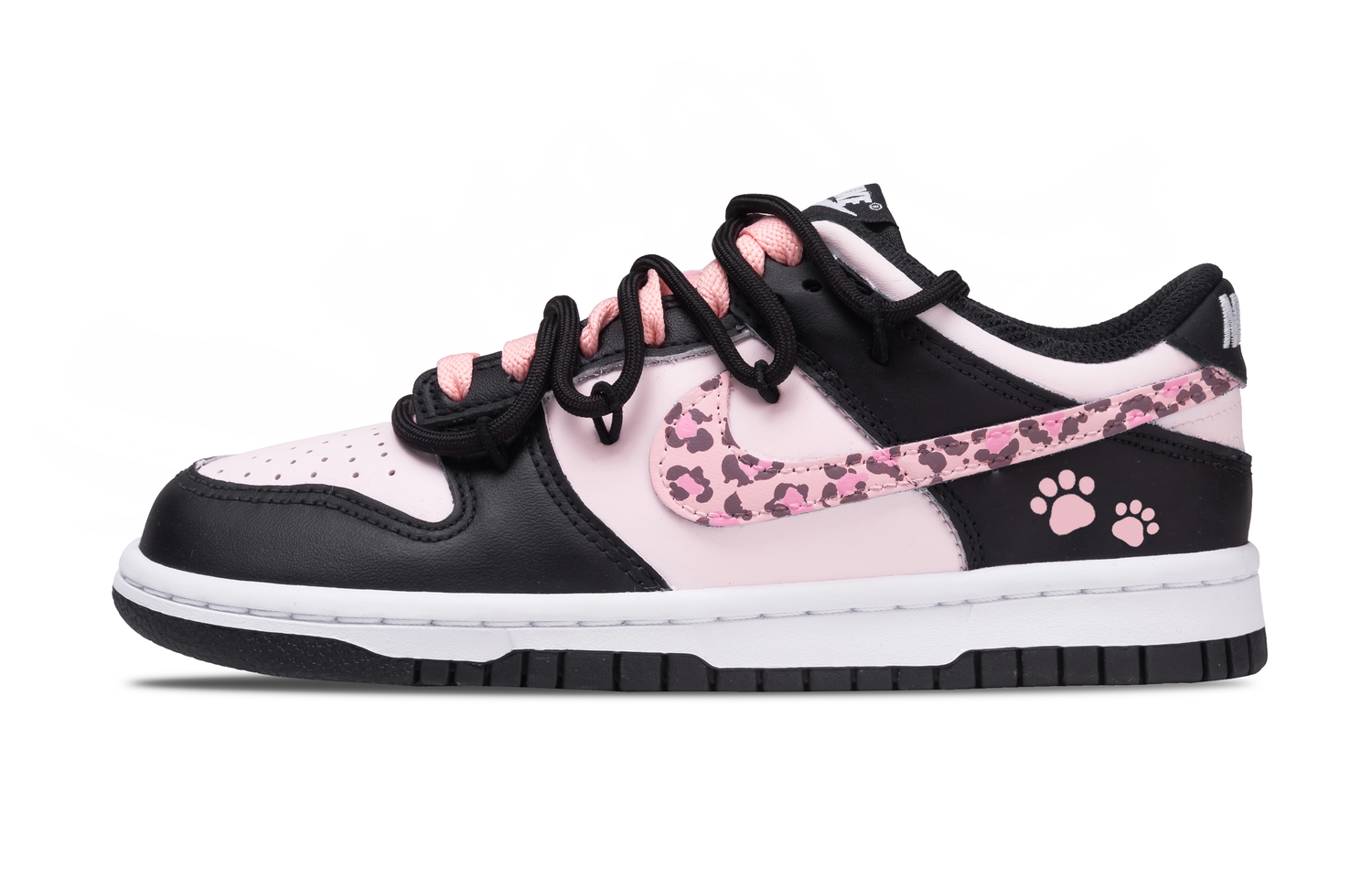 

Nike Dunk Synthetic Leather Slip Resistant Low top Kids' Skateboarding Shoes Black Pink