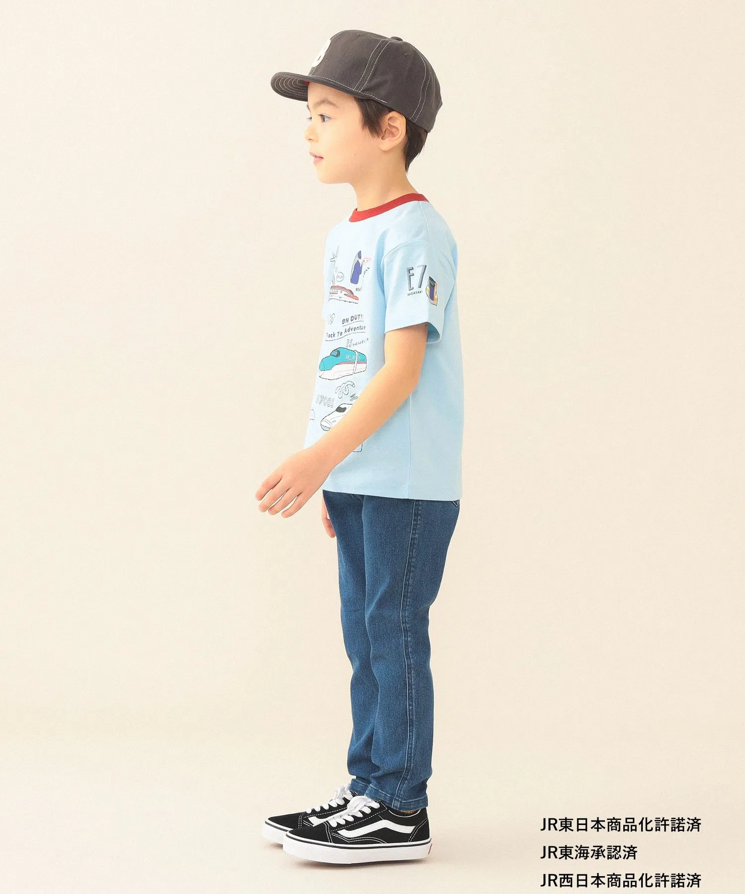 Детская футболка с принтом поезда BEAMS mini JR Off White — фото 3