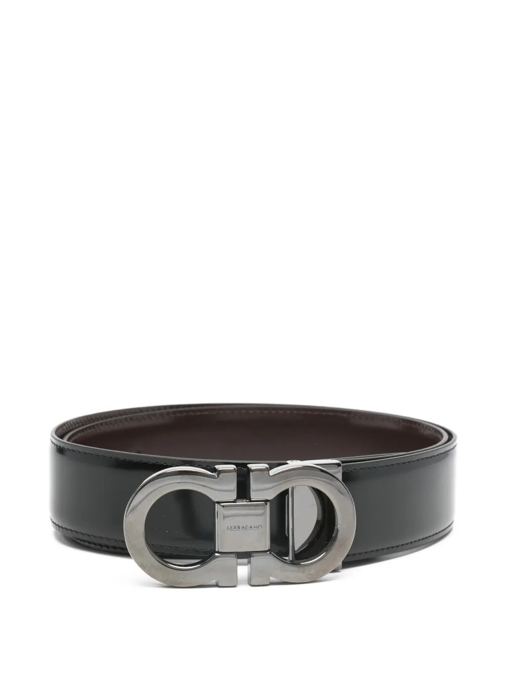 

Двусторонний ремень с пряжкой-логотипом Ferragamo, черный