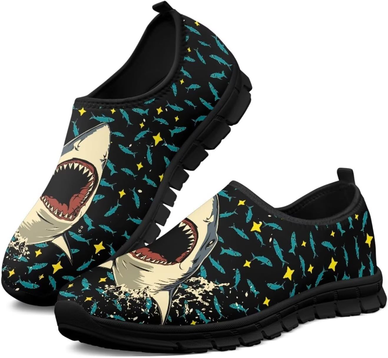 

Кроссовки Hresuewn для мужчин, удобные, дышащие, легкие, повседневные и вечерние туфли для мужчин, комфортная обувь для ходьбы, Shark Pattern