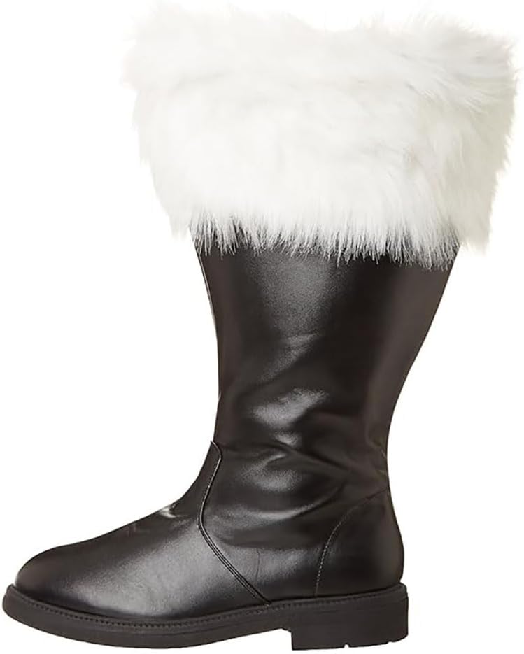 

Сапоги Санта-Клауса с боковой молнией, ретро-стиль, теплые, плюшевые, из искусственной кожи, для Рождества и косплея Yumali, черный