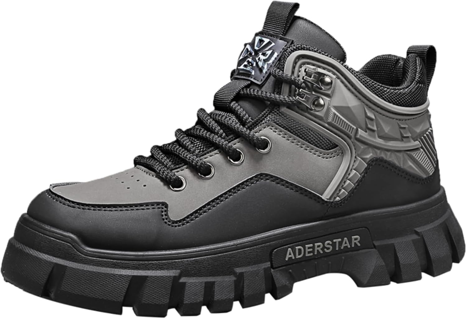 

Мужские черные высокие тактические ботинки, стиль 1987, граффити боевые ботинки с регулируемыми ремешками, нескользящая обувь для улицы Aokisx