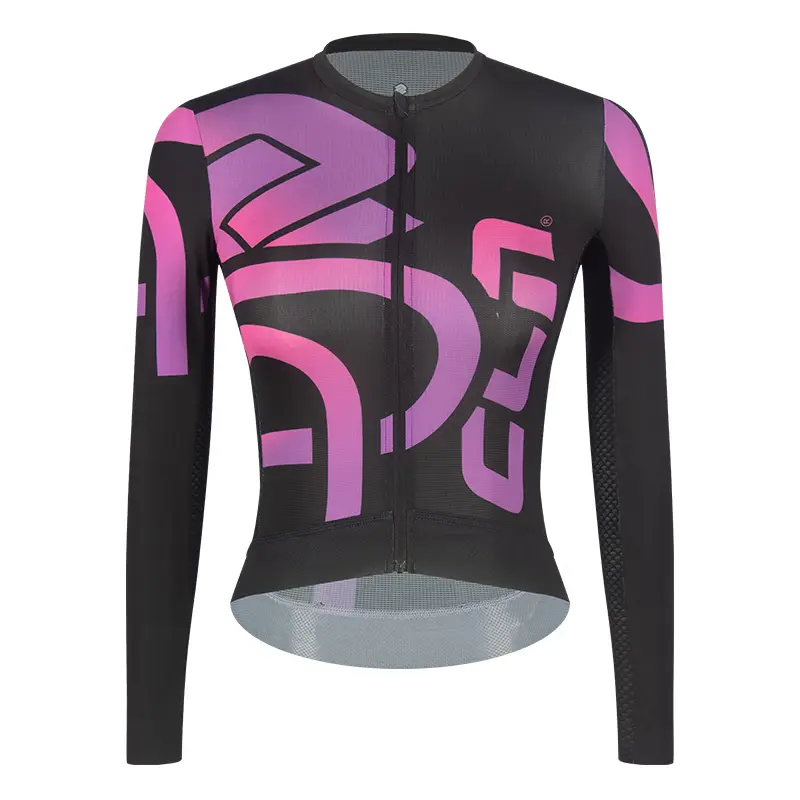 

CCN Женский велосипедный костюм с длинными рукавами на весну, лето и осень, костюм для шоссейного велоспорта, верх, быстросохнущий солнцезащитный крем, черный, фиолетовый, XS