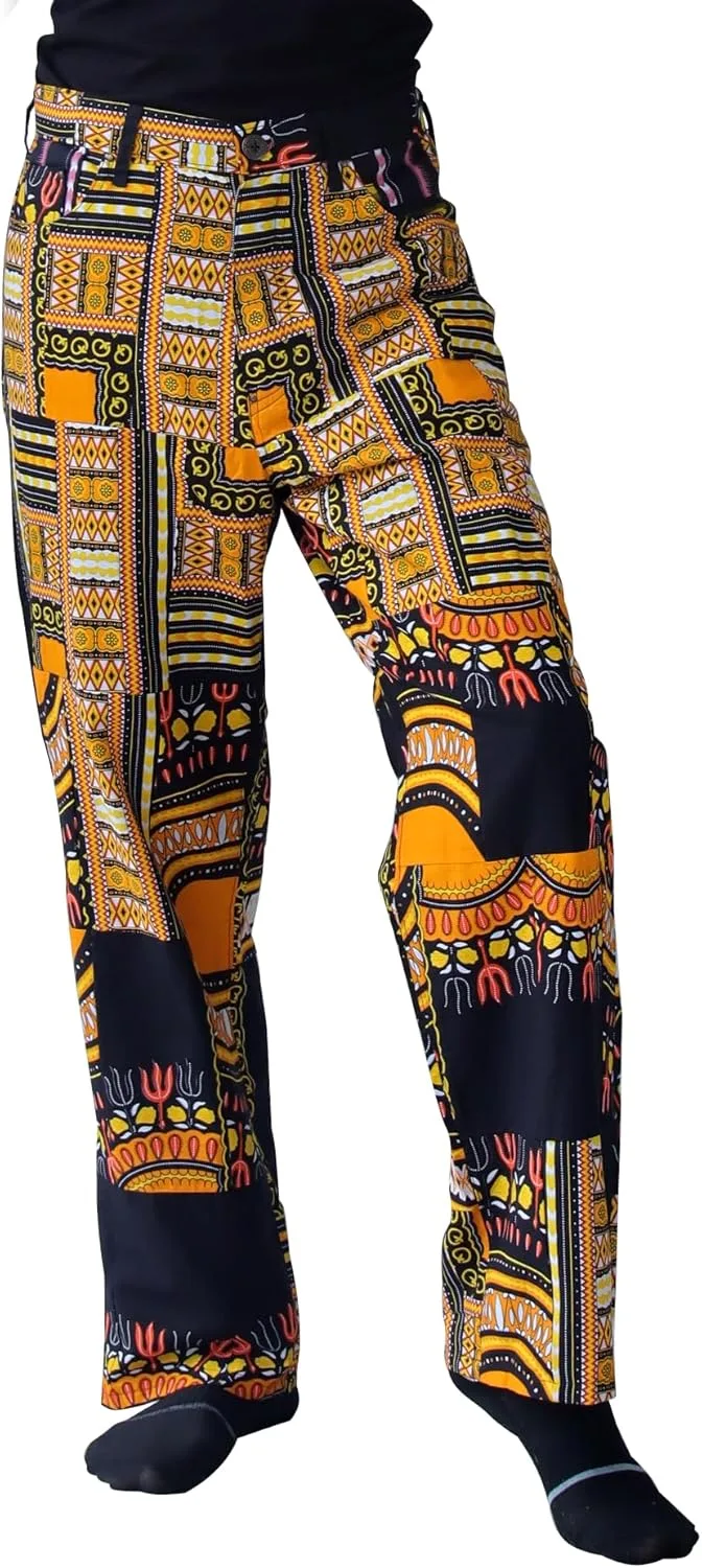 

DA'IKI Fitted Jeans с металлическими пуговицами и хлопковой аппликацией African Dashiki