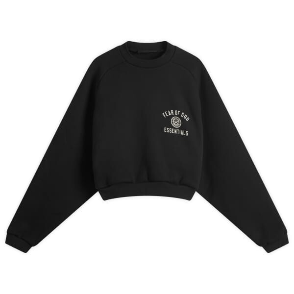 

Укороченная флисовая толстовка с круглым вырезом Fear Of God Essentials, черный