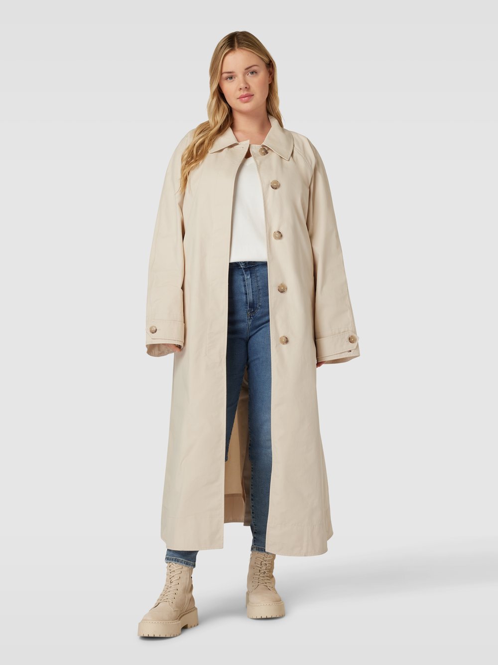 

Пальто PLUS SIZE из чистого хлопка, модель 'PEACHED' Tommy Hilfiger Curve, бежевый