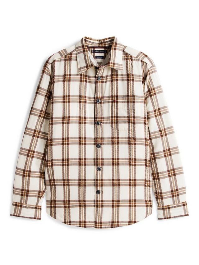 Хлопковая свободная рубашка в клетку из пике Tommy Hilfiger, Legacy Brown — фото 4
