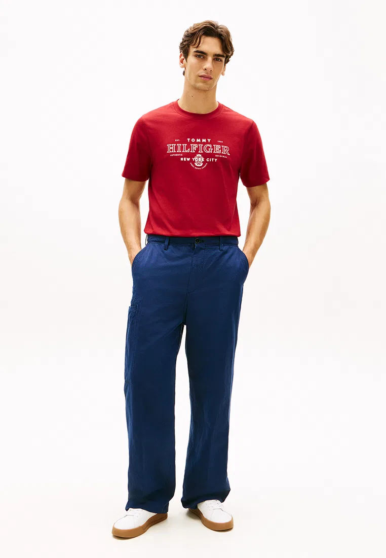 Футболка с логотипом, тяжелый хлопок, TH Mainline Tommy Hilfiger, красный — фото 4