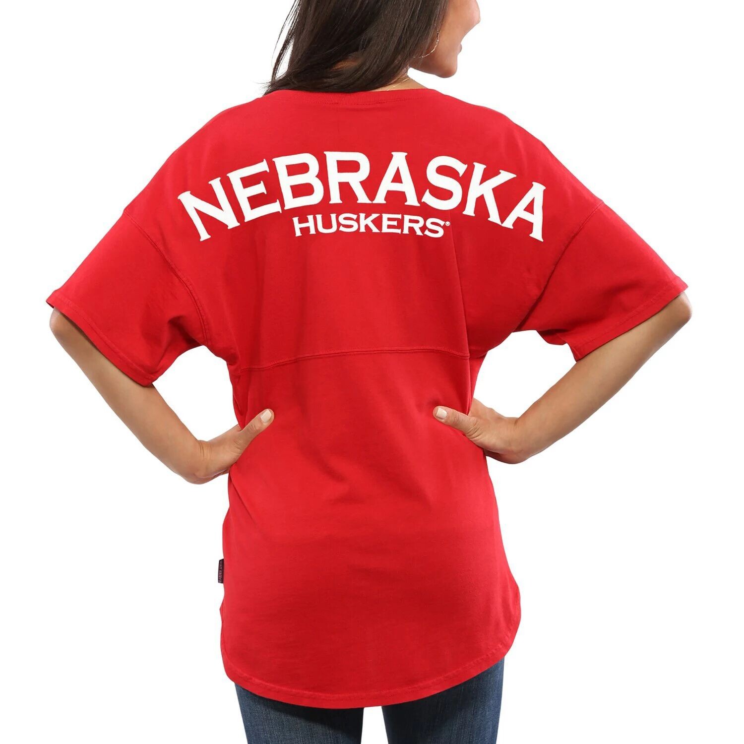 

Женская футболка оверсайз из джерси Scarlet Nebraska Huskers Spirit